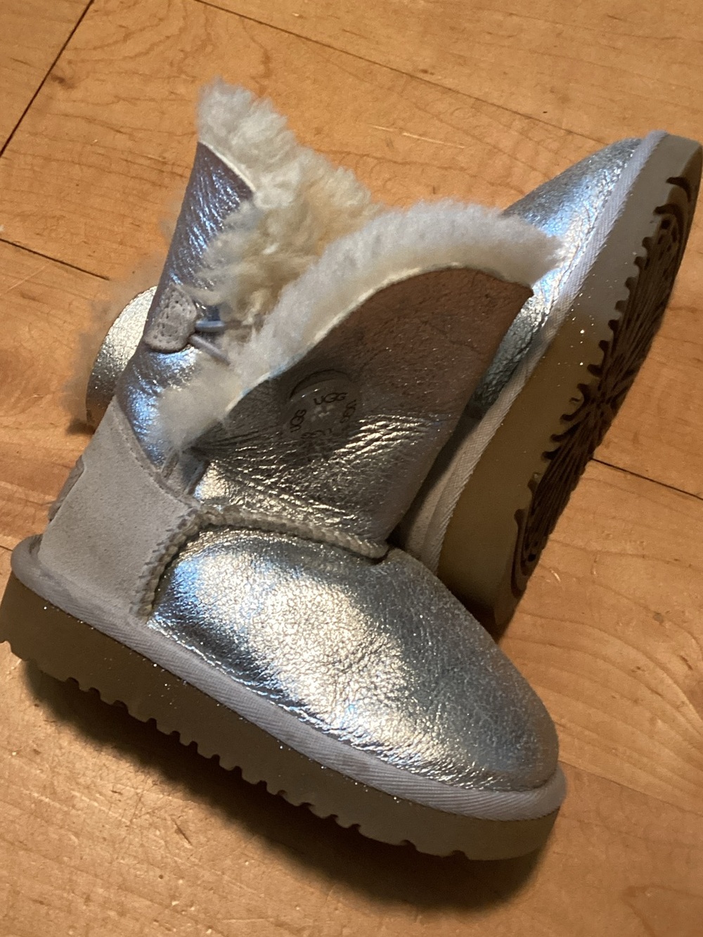 UGG Silver Metallic Kids Button Boots